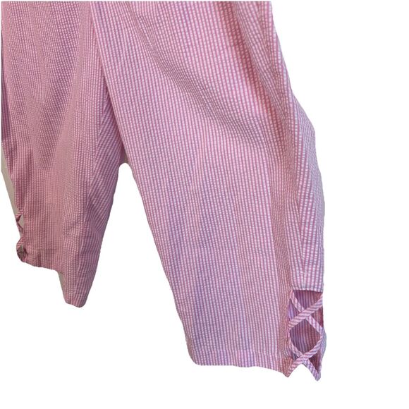 Vintage Bon Worth Womens 2pc Capri Set Pink White Strip Embroidery Flowers LP - Picture 7 of 16